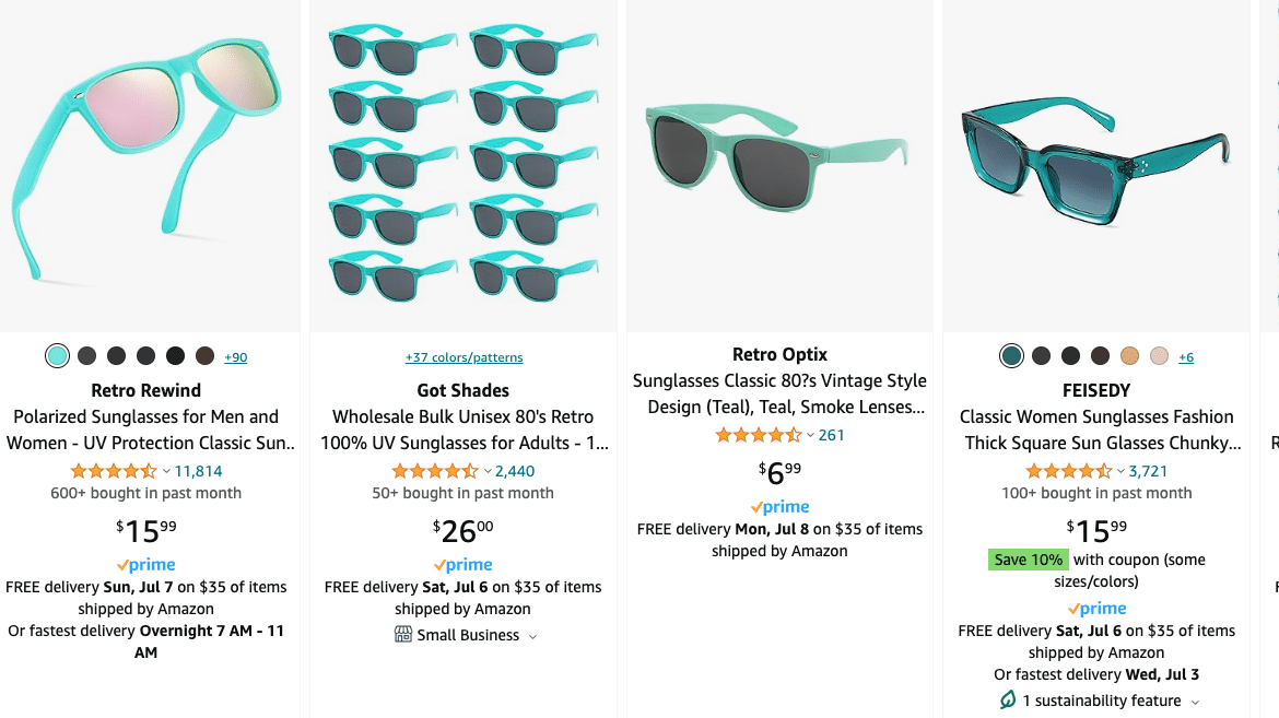 teal sunglasses for men and women